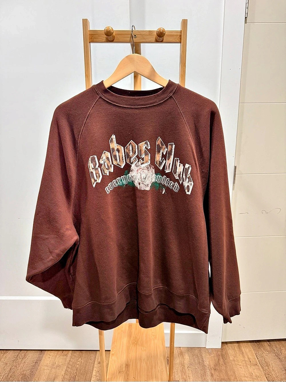 Brunette The Label Babes Club Best Friend Crew Neck Sweatshirt Brown S/M